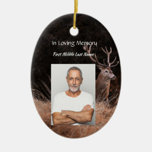 Memorial Service Invite Stag Deer Outdoorsman Ceramic Ornament