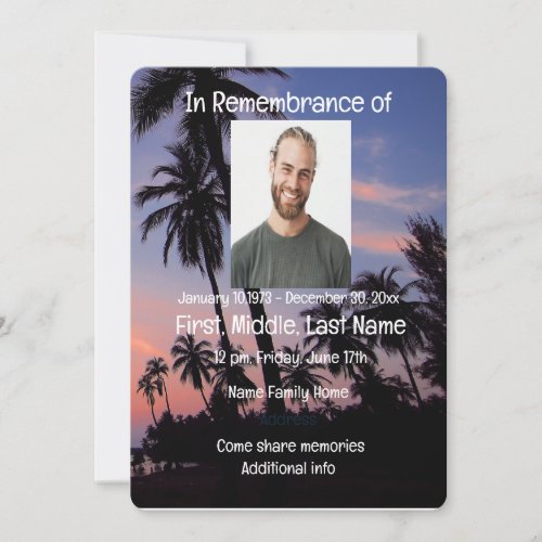 Memorial Service Invite  Tropical Beach Paradise 