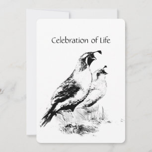 Memorial Service Invite Vintage California Quail