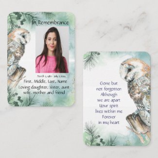 Memorial Service Invite Watercolor Barn Owl