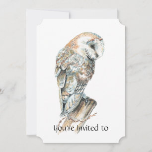 Memorial Service Invite Watercolor Barn Owl