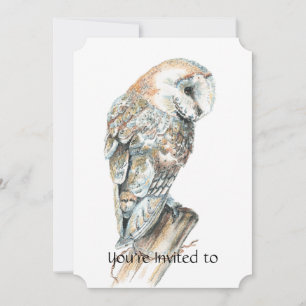 Memorial Service Invite Watercolor Barn Owl