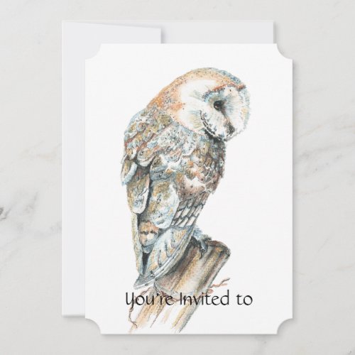 Memorial Service Invite Watercolor Barn Owl
