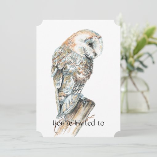 Memorial Service Invite Watercolor Barn Owl | Zazzle