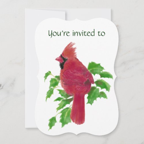 Memorial Service Invite Watercolor Cardinal Bird