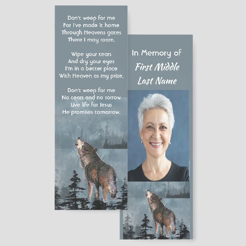   Memorial Service Invite Watercolor Howling Wolf