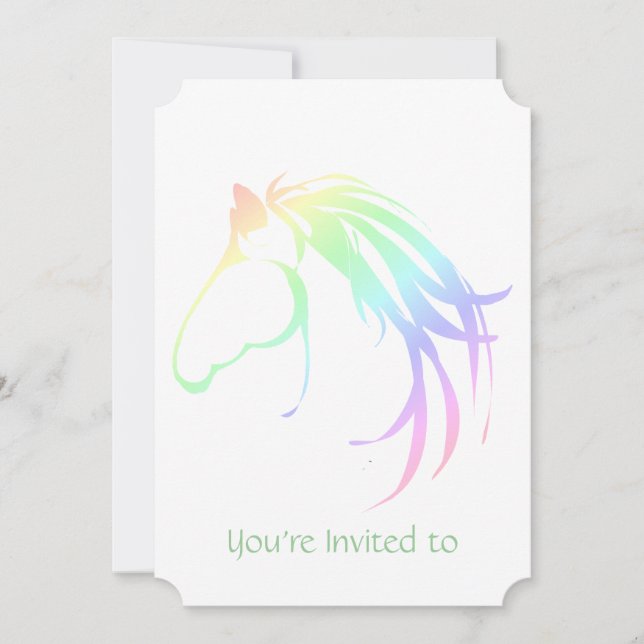 Memorial Service Invite Watercolor Pastel Horse (Front)