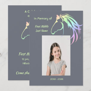 Memorial Service Invite Watercolor Pastel Horse
