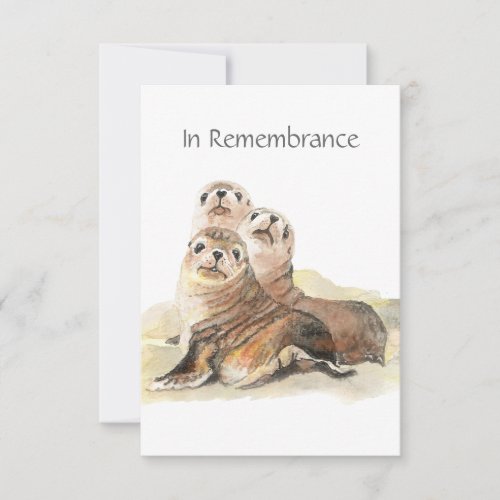 Memorial Service Invite Watercolor Seals Animals