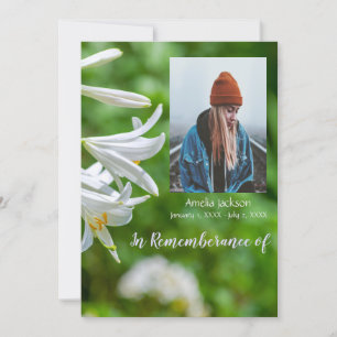 Memorial Service Invite White Lily Flowers