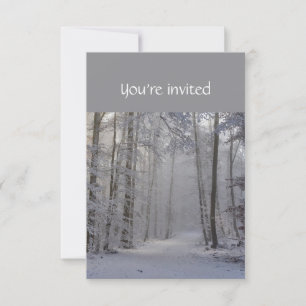 Memorial Service Invite Winter Snow Forest Trees