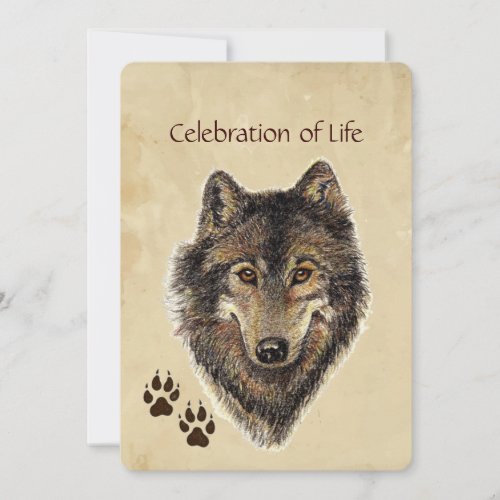 Memorial Service Invite Wolf Wolves Animal