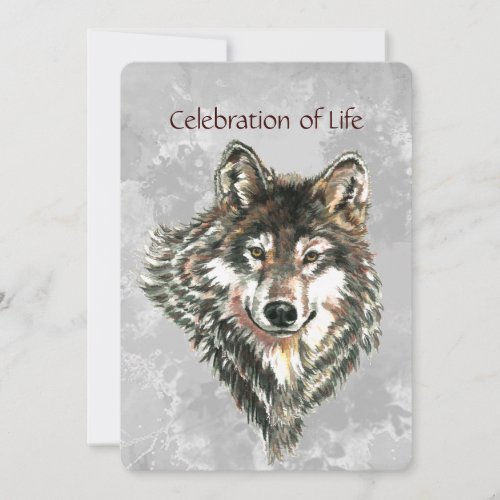 Memorial Service Invite Wolf Wolves Animal art