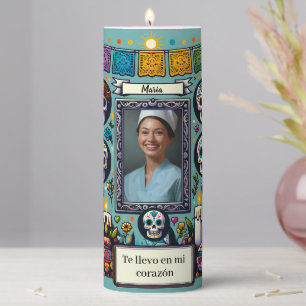 Memorial service Mexican theme photo Pillar Candle