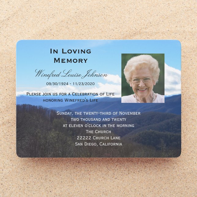 Memorial Service Mountain Photo Invitation  (Creator Uploaded)