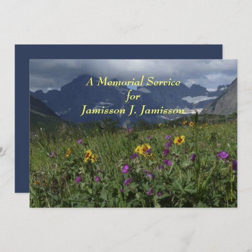 Memorial Service Mountain Wildflowers Personalized Invitation