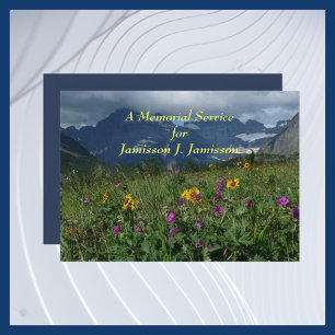 Memorial Service Mountain Wildflowers Personalized Invitation