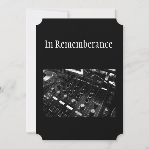 Memorial Service Music Mixing Sound Board Invitation
