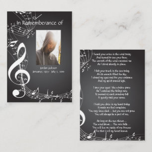Memorial Service Music Notes Keepsake Business Card
