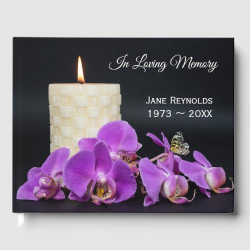 Memorial Service Orchids and Butterfly with Candle