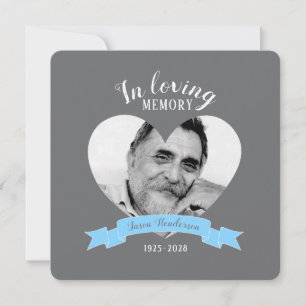 Memorial service photo blue ribbon funeral invites