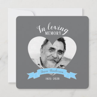 Memorial service photo blue ribbon funeral invites