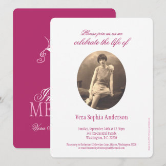 Memorial service photo funeral invitations