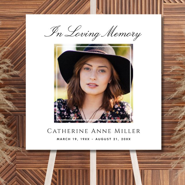 Memorial Service Photo Funeral Tribute Square Foam Board (Photo Memorial Sign)