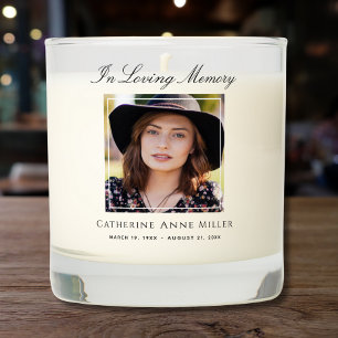 Memorial Service Photo Funeral Tribute Square Scented Candle