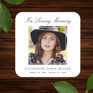 Memorial Service Photo Funeral Tribute Square Sticker