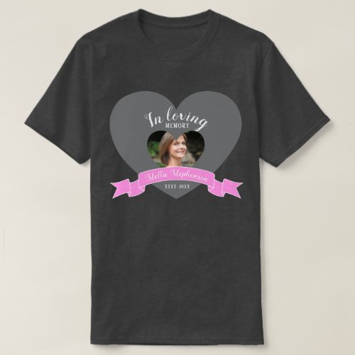 Memorial service photo pink ribbon funeral T_Shirt