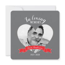 Memorial service photo red ribbon invites