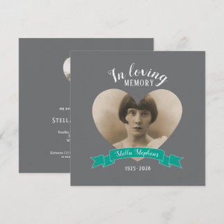 Memorial service photo teal ribbon funeral invites