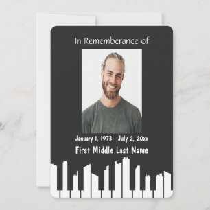 Memorial Service Piano Musician Cityscape  Invitation