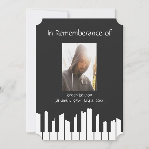 Memorial Service Piano Musician Cityscape Invitation
