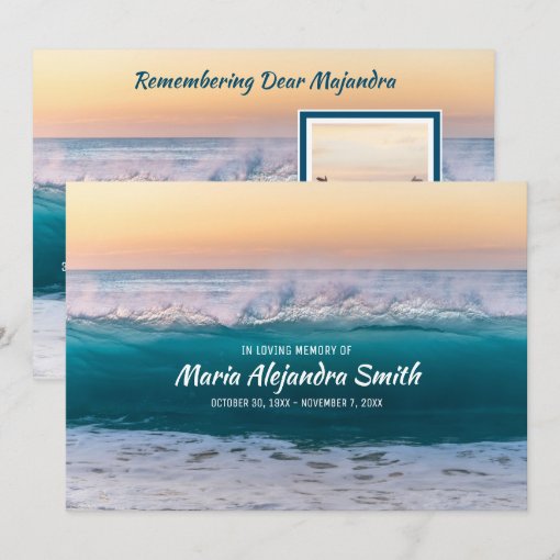Memorial Service Sea Ocean Waves Add Your Photo Invitation | Zazzle