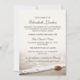 Memorial Service | Seashell on the Beach Invitation | Zazzle
