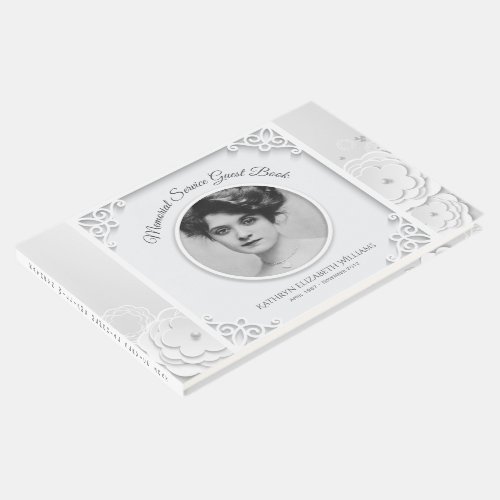 Memorial Service Simple White Elegant Photo Guest Book