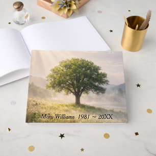 Memorial Service Solitary Tree in Mist Guest Book