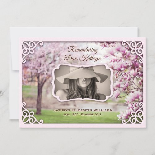 Memorial Service Spring Magnolia Elegant Photo Invitation