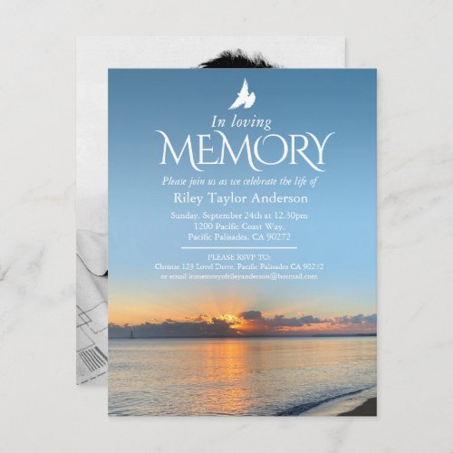 Memorial service sunrise beach funeral invitations