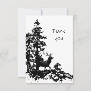 Memorial Service Thanks Masculine Stag Deer Art Thank You Card