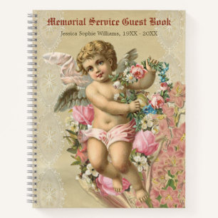 Memorial Service Vintage Victorian Angel Guestbook Notebook