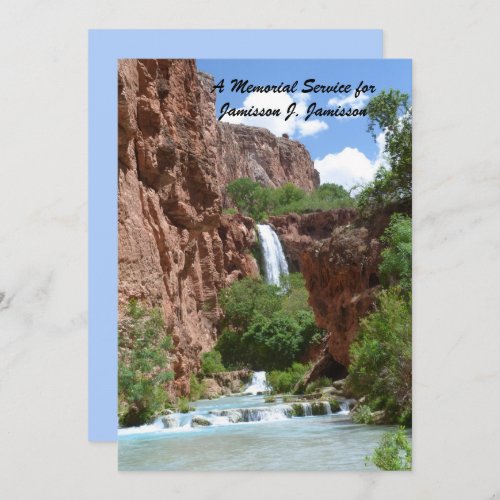 Memorial Service Waterfall Red Cliffs Southwest Invitation