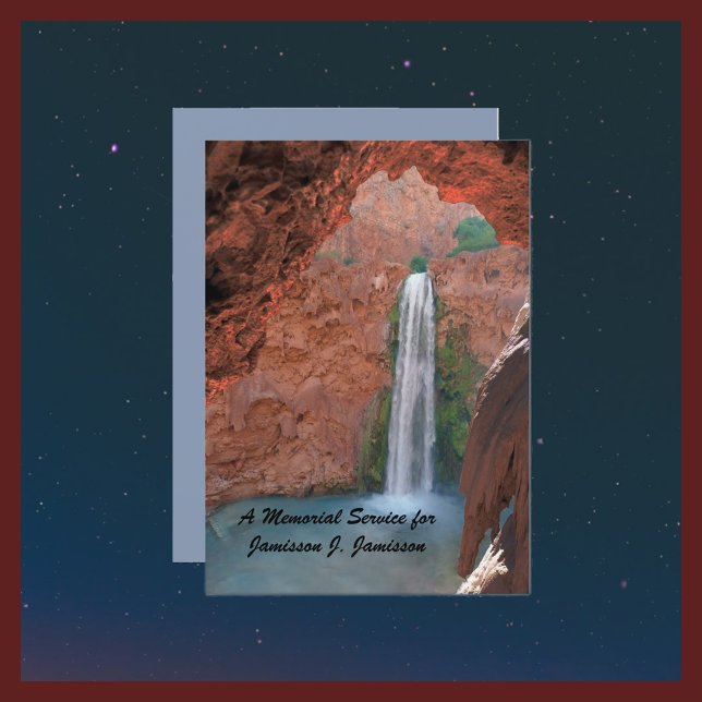 Memorial Service, Waterfall, Southwest Red Rock Invitation (Creator Uploaded)
