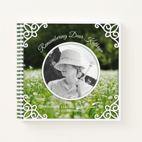 Memorial Service Wildflower Meadow Photo Guestbook Notebook