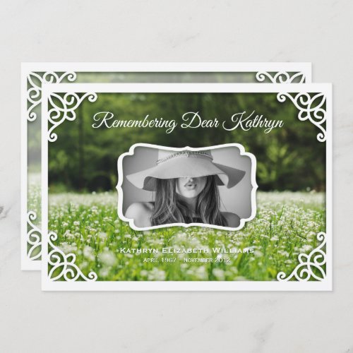Memorial Service Wildflowers Meadow Elegant Photo Invitation