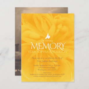 Memorial service yellow rose funeral invitations