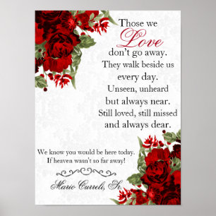 Memorial Sign- Dark Red Flowers Poster
