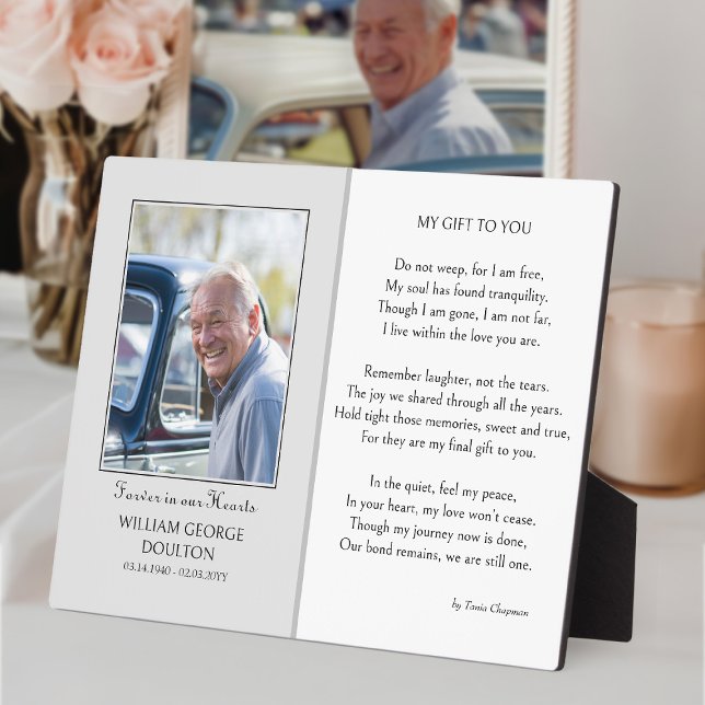 Memorial Sign Remembrance Poem and Photo Display Plaque (Memorial Sign Remembrance Photo Display Plaque by Darling & May)